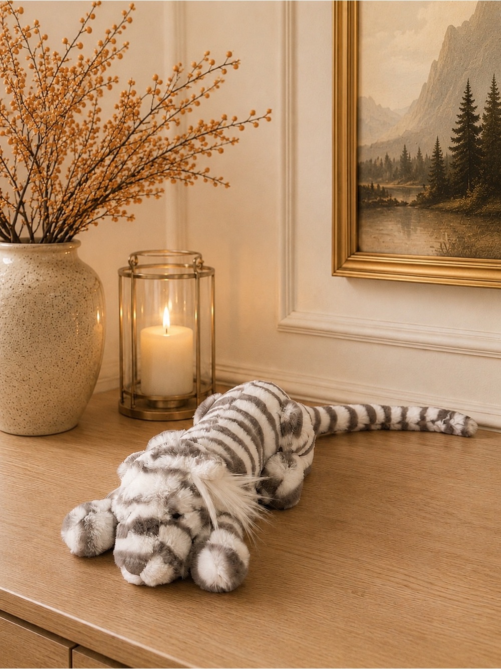 Jellycat Little Sascha Snow Tiger Soft Plush Stuffed Animal Authentic